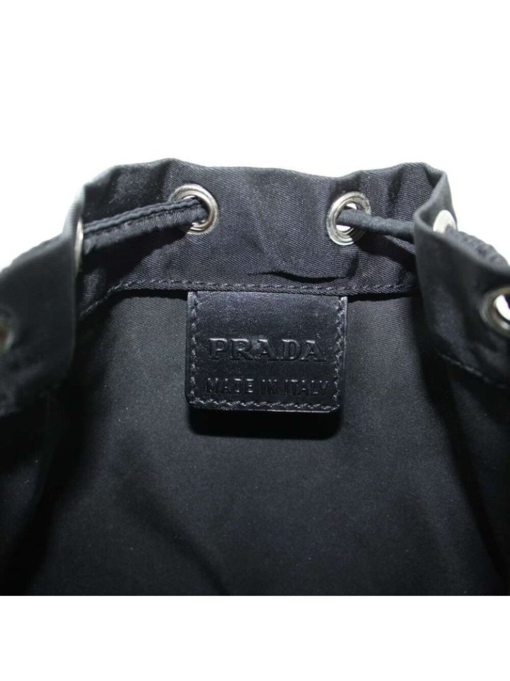 Prada Drawstring Pouch Vanity Nylon Triangle Plate Black - Picture 5 of 6